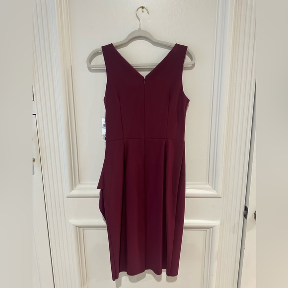 Alex Evenings Women's Sz 8 Slimming Long Side Ruched Dress Wine NWT - Picture 5 of 6